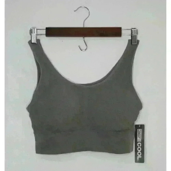 New Women's 32 Degrees Cool Steel Gray Seamless Racerback Sports Bra Size L NWT - Picture 1 of 11
